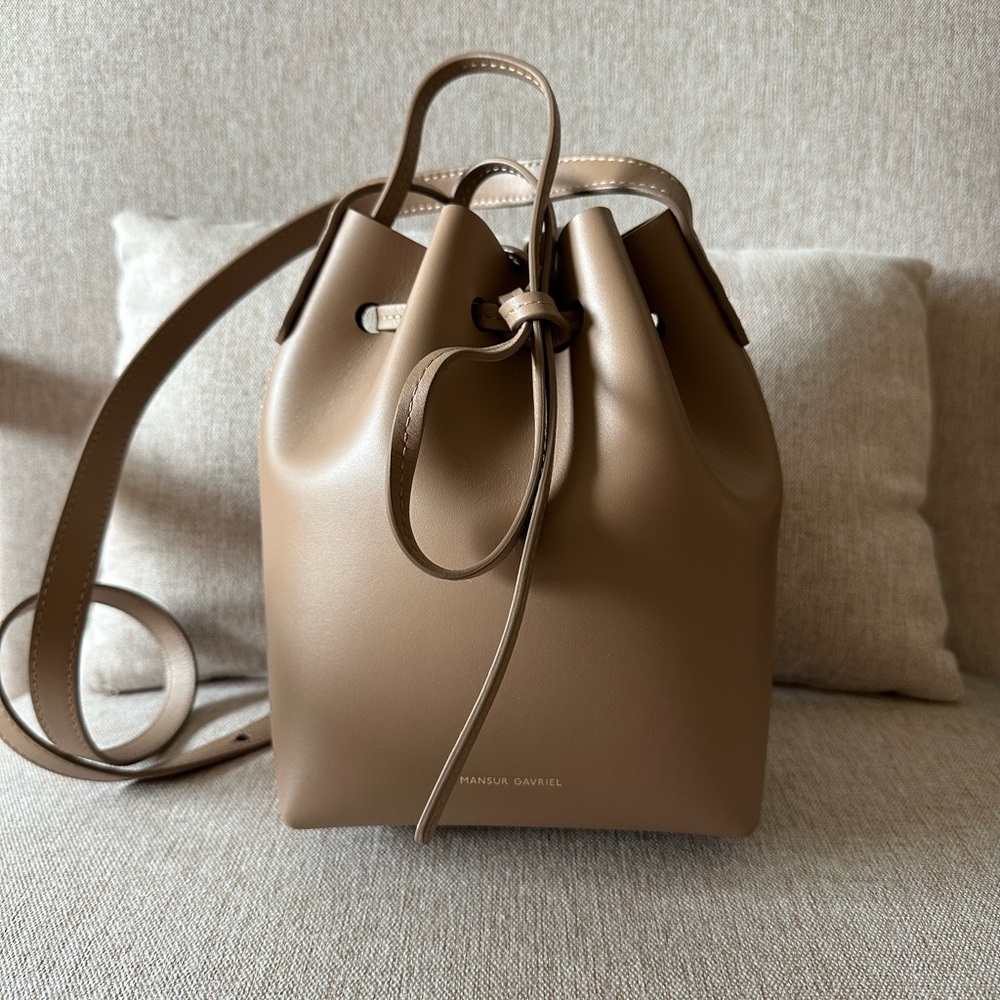 Mansur Gavriel Biscotto Leather Mini Mini Bucket Bag